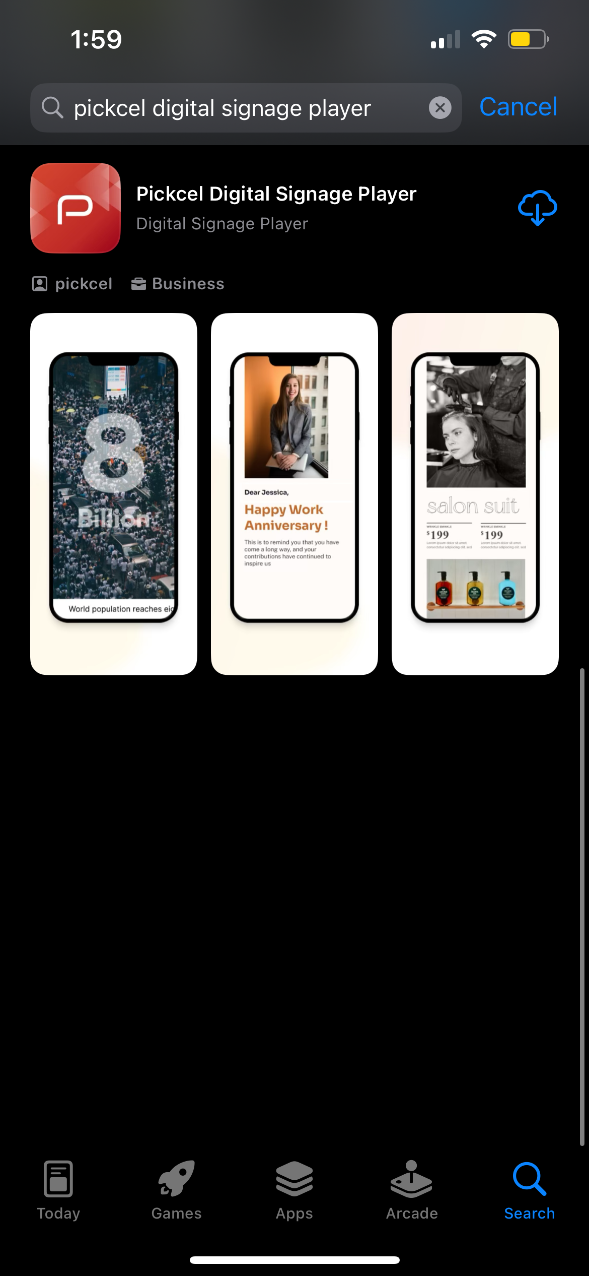 Search for Pickcel Digital Signage in App Store