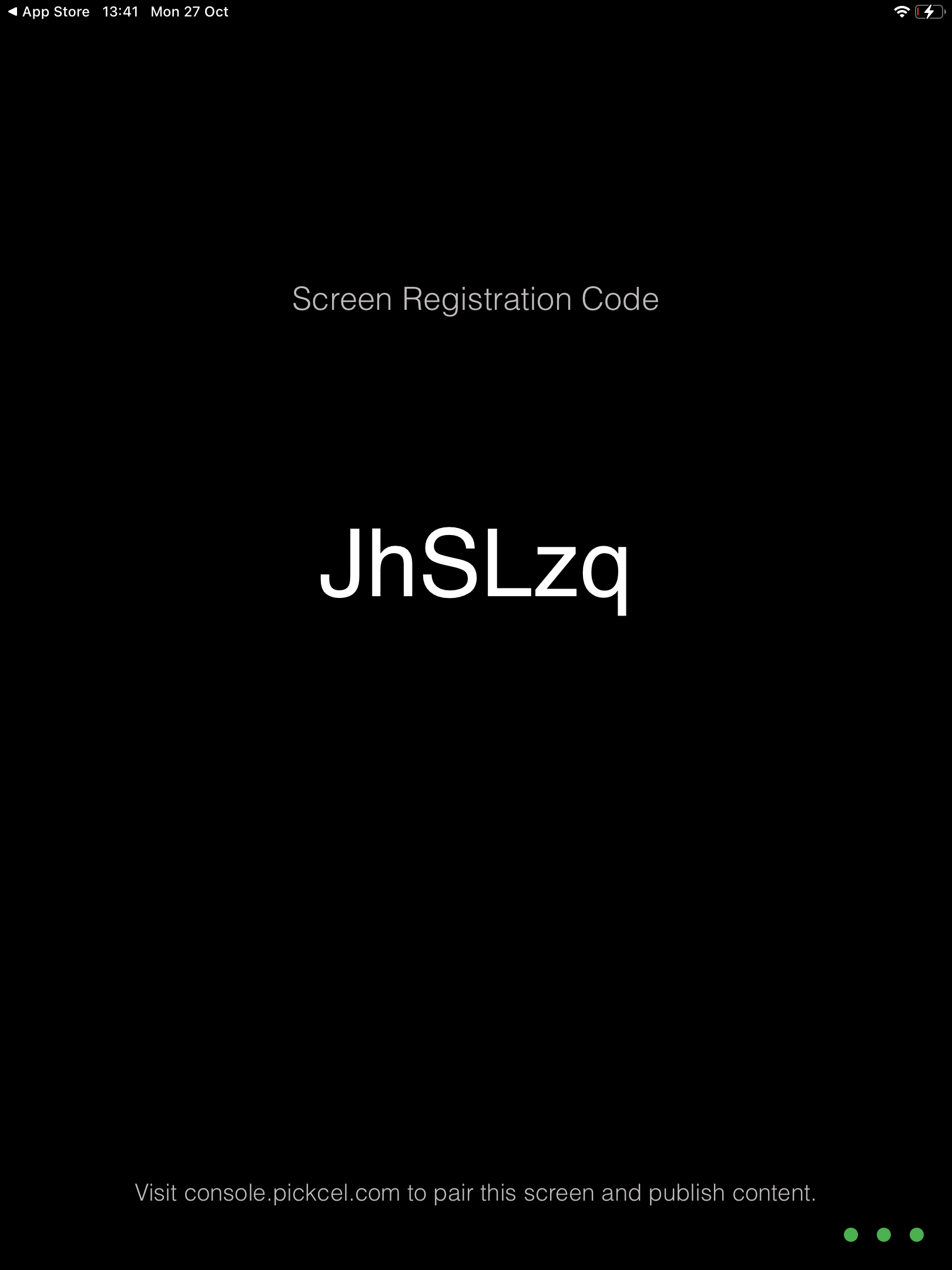 Pickcel registration code on iOS