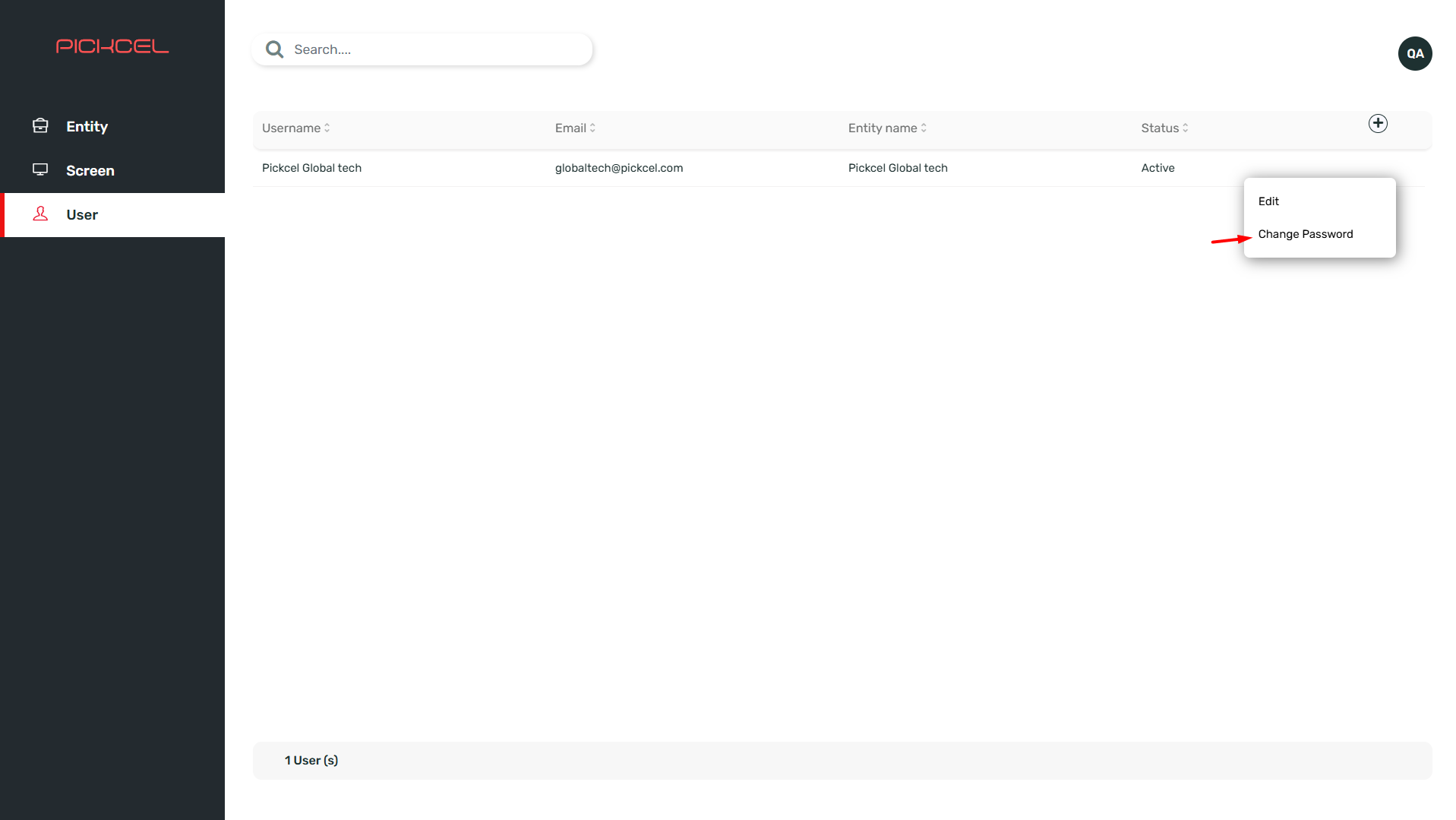 Change user password