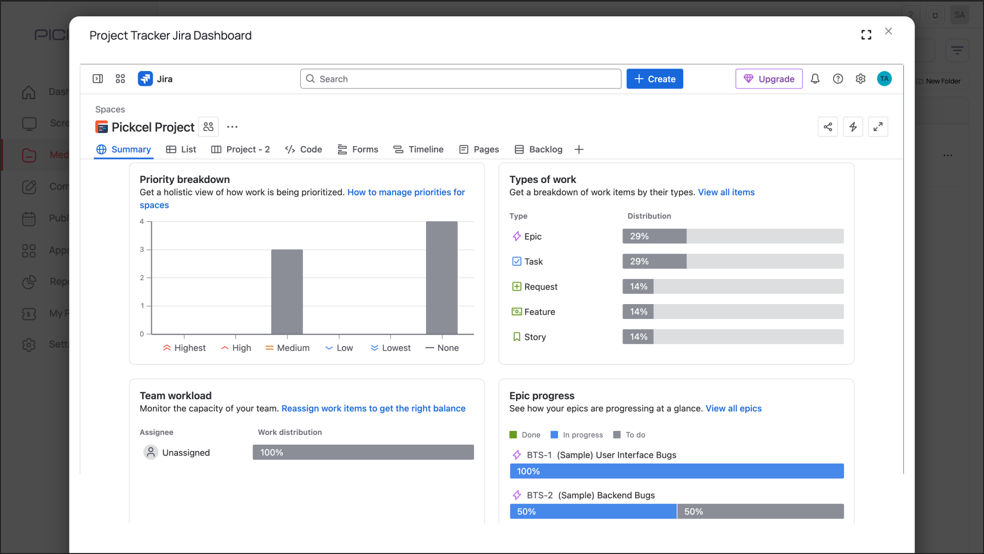 Jira Dashboard Preview