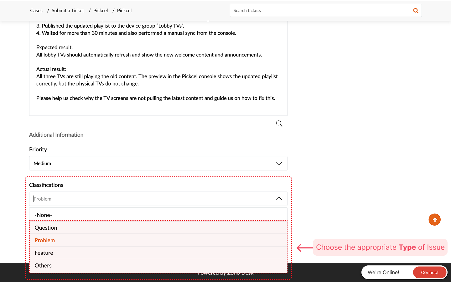 Classifications field